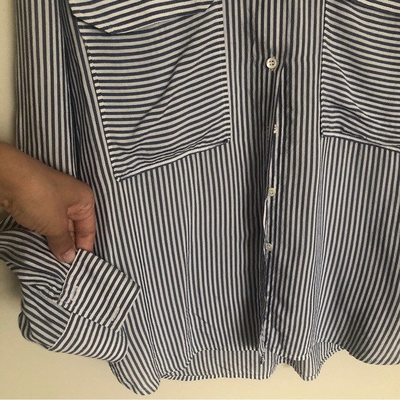 Zara blue and white striped shirt. - Picture 9 of 13